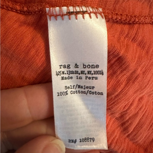 Rag & Bone JEAN Tank Top Orange Red Racerback 100% Cotton Small - Picture 4 of 5